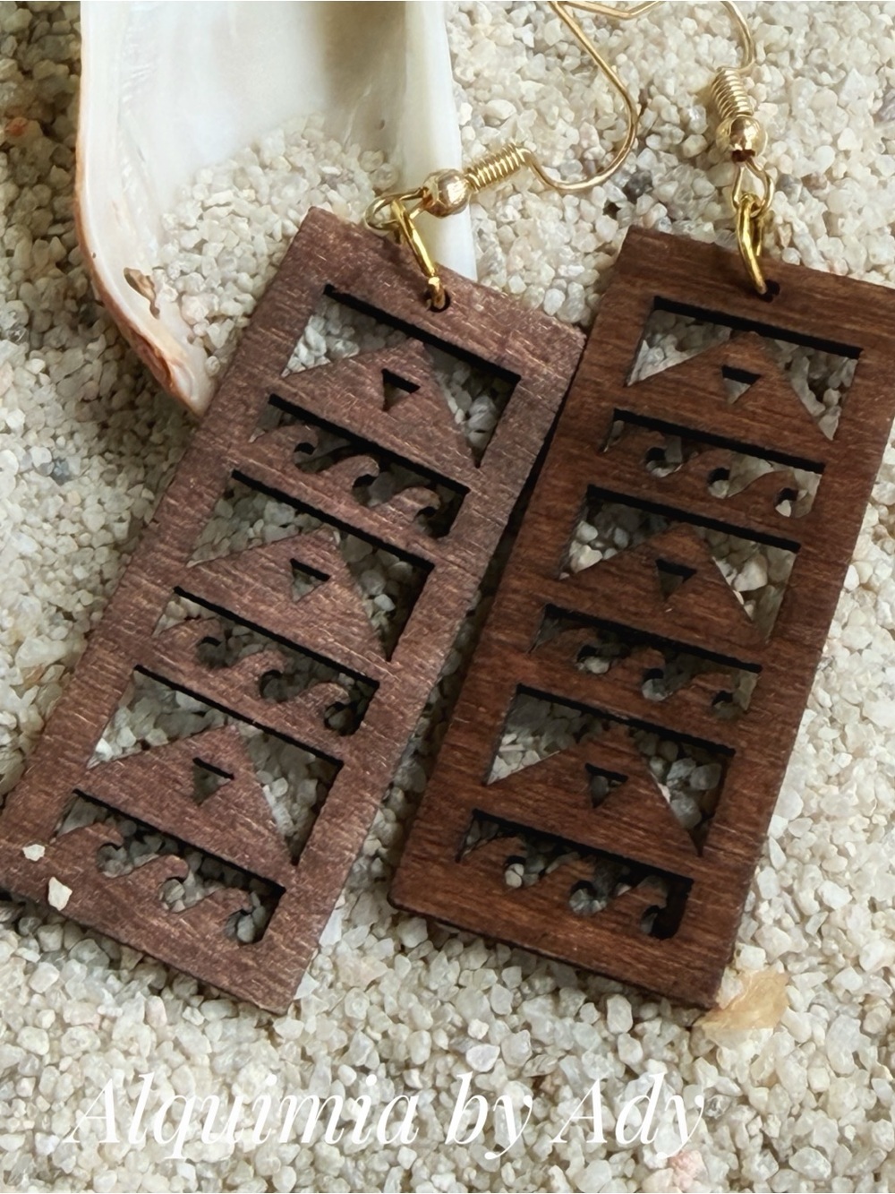 Organic Brown and Black Carved Wood Earrings